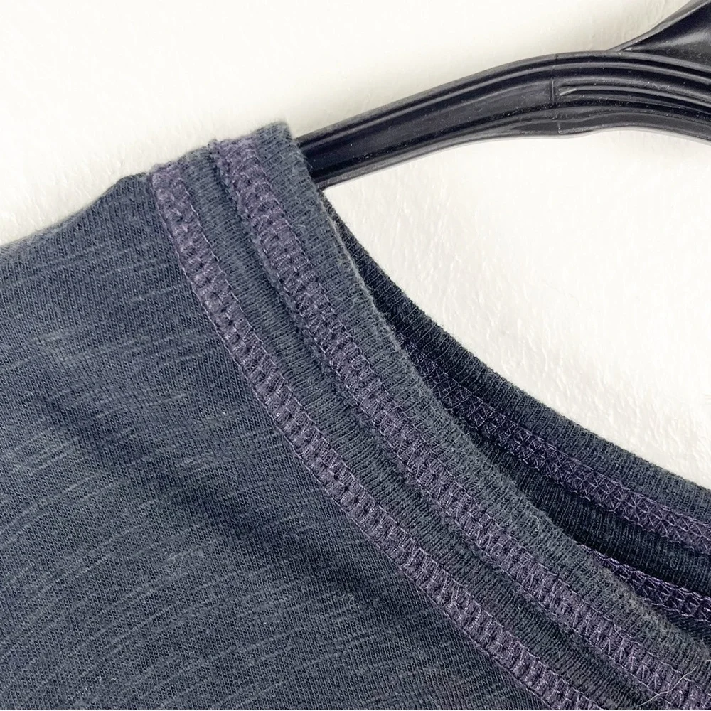 FREE PEOPLE Charcoal Drop Shoulder Purple Stitching Long Sleeves Top Small